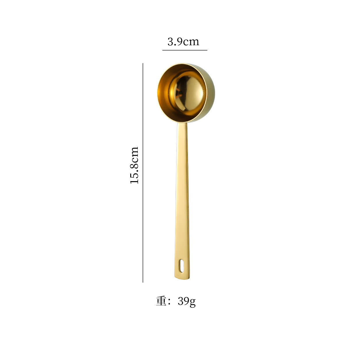 20 ml Square Handle stainless steel measuring spoon — PVD titanium coating — gold